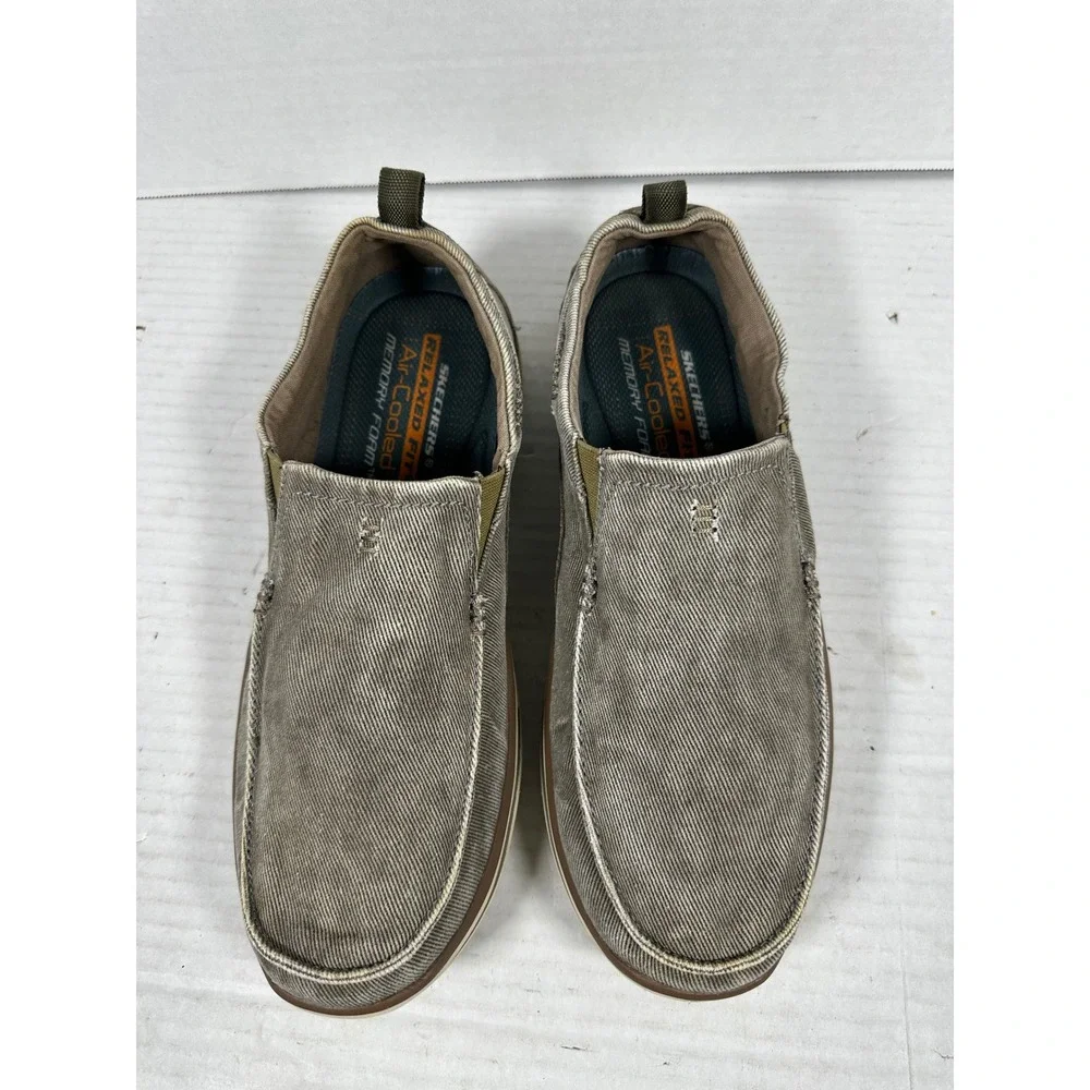 Skechers Relaxed Fit Air-Cooled Memory Foam Mens Slip On Loafers Taupe‎ 64654 11